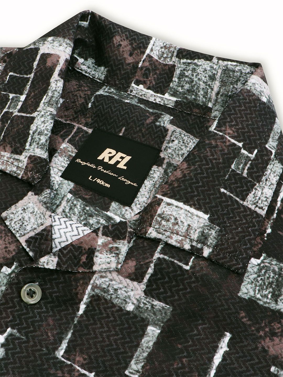 Abstract Printed Spread Collar Casual Smart Fit Shirt - Image 6