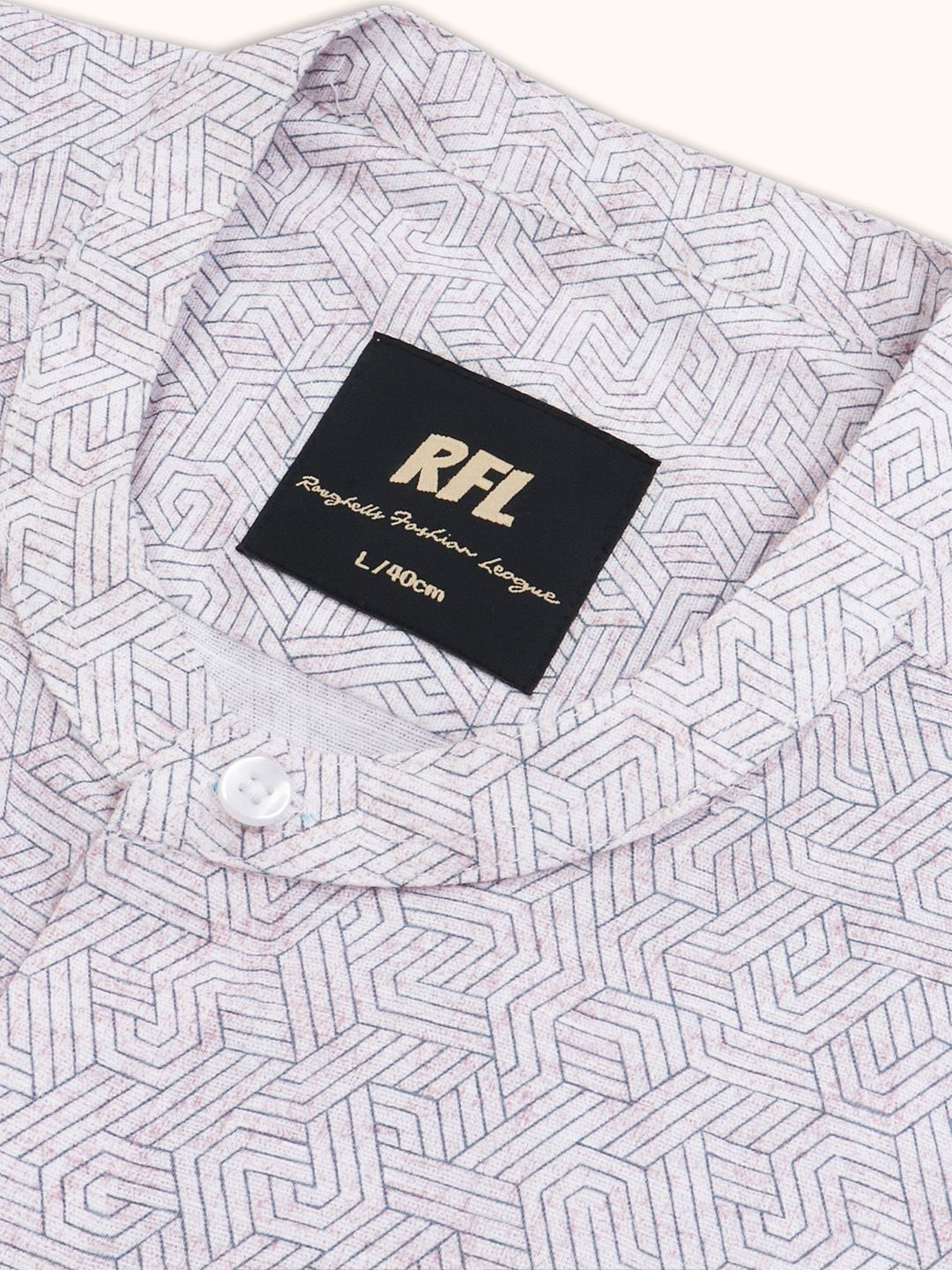 Geometric Printed Mandarin Collar Casual Slim Fit Shirt - Image 5
