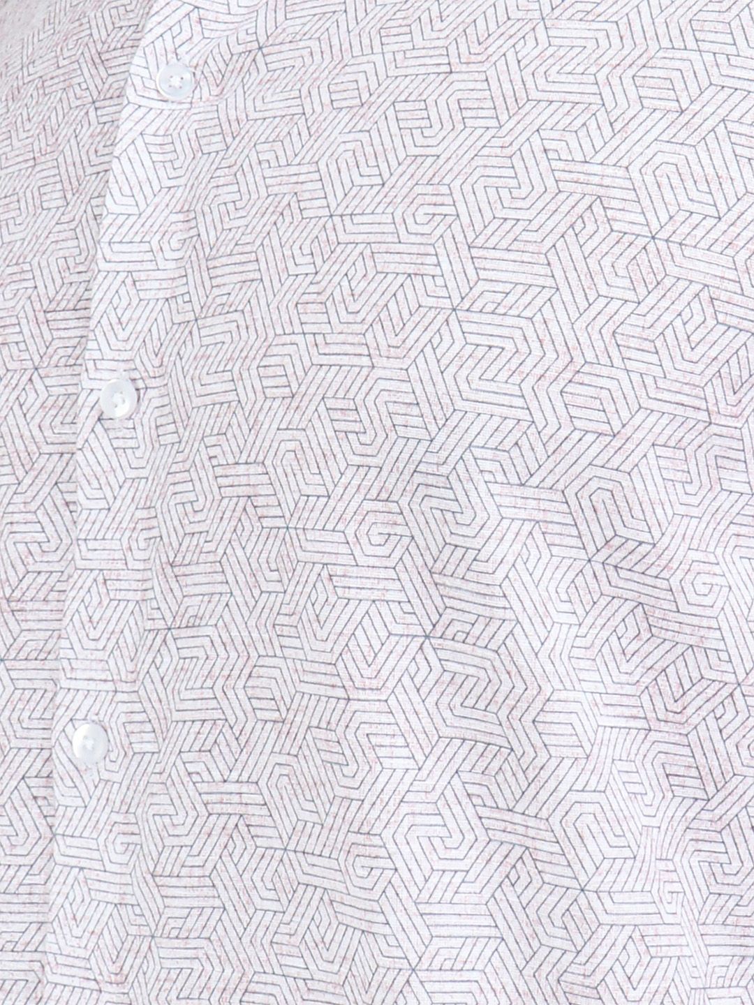 Geometric Printed Mandarin Collar Casual Slim Fit Shirt - Image 6