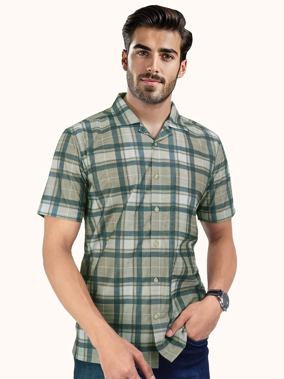 Men Slim Fit Opaque Checked Casual Shirt - Image 2