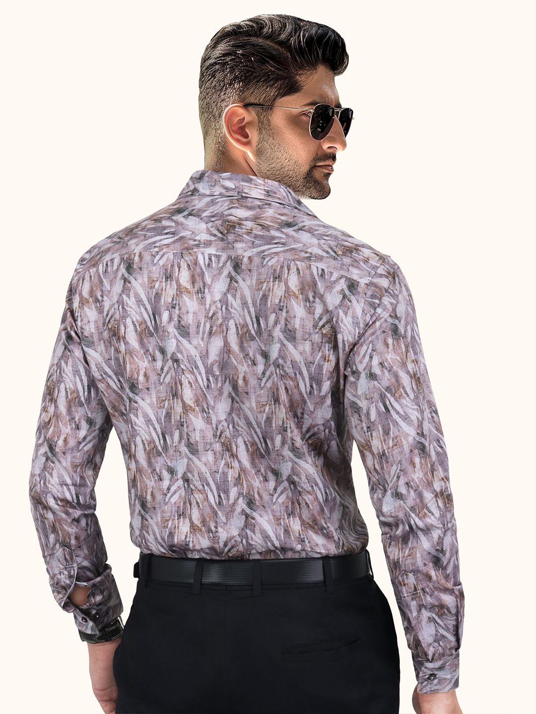 Floral Printed Spread Collar Slim Fit Cotton Shirt