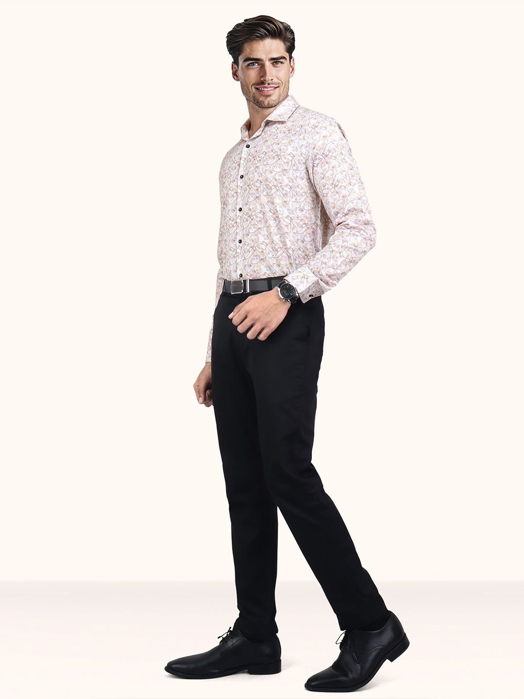 Slim Fit Floral Printed Casual Shirt