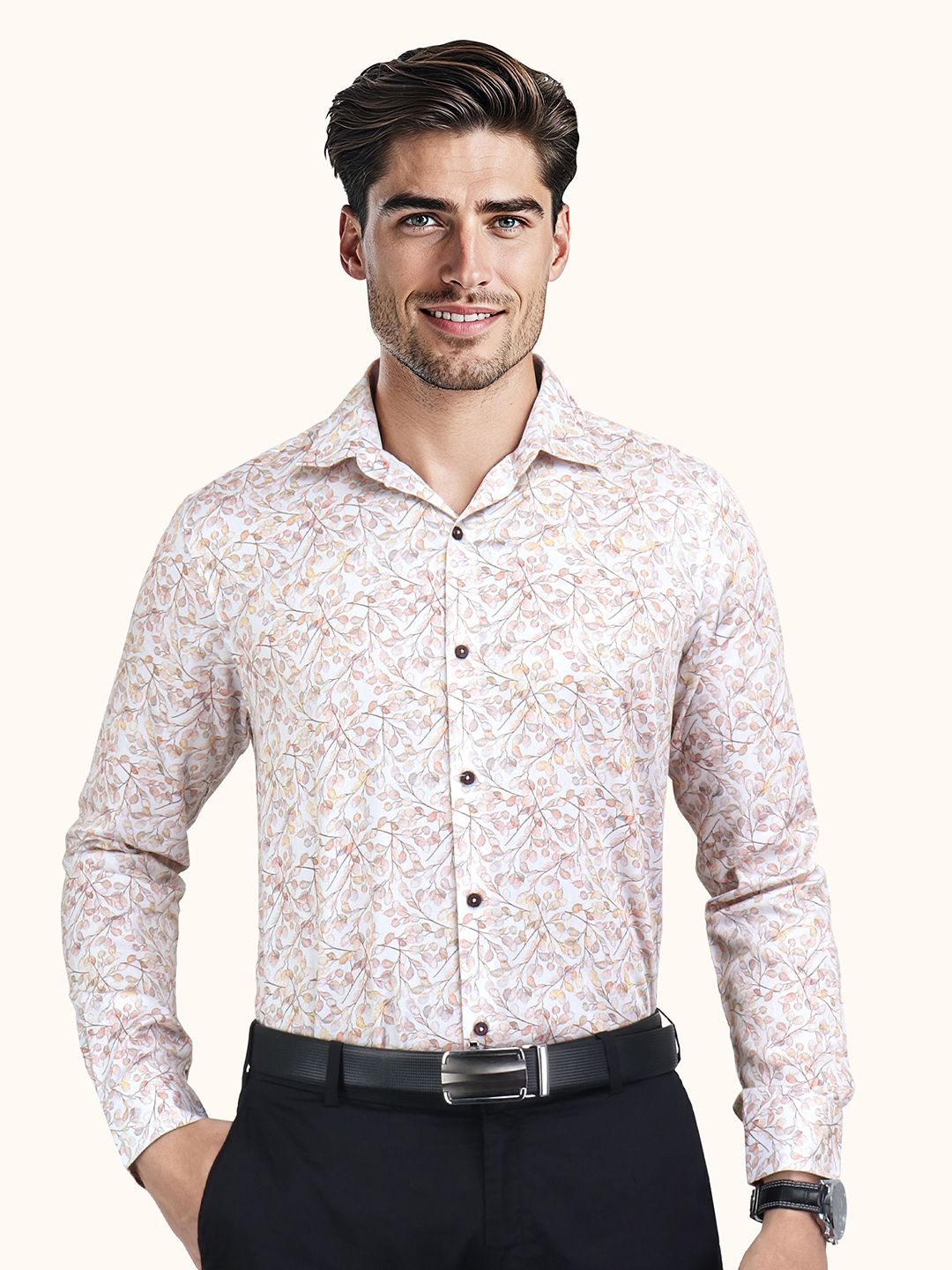 Men Slim Fit Floral Printed Casual Shirt