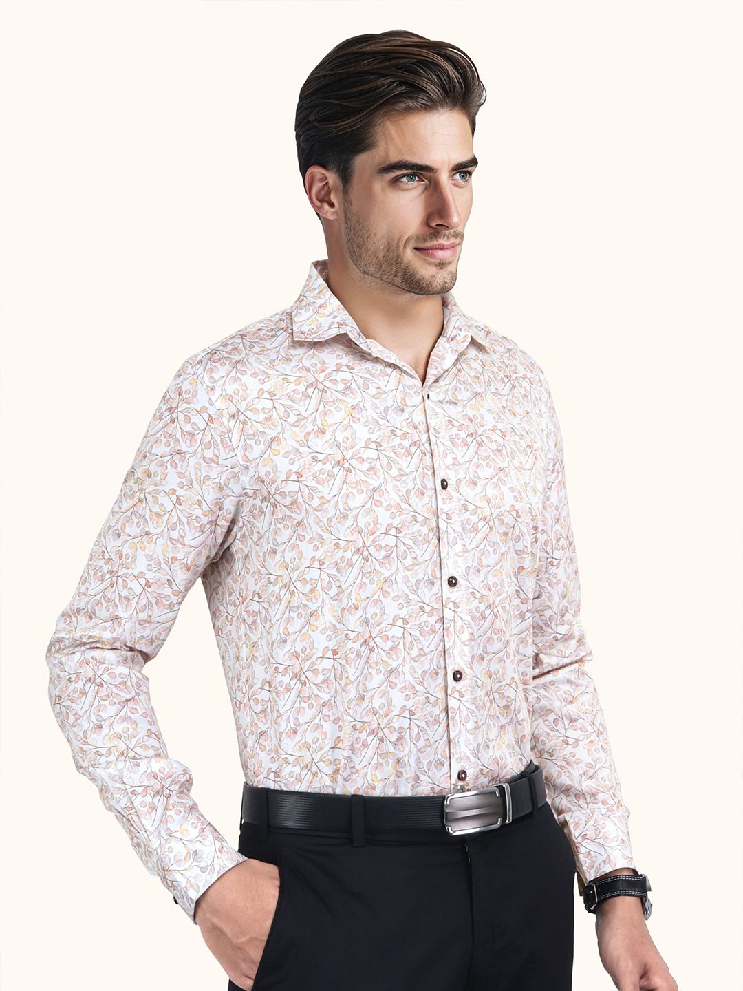 Men Slim Fit Floral Printed Casual Shirt