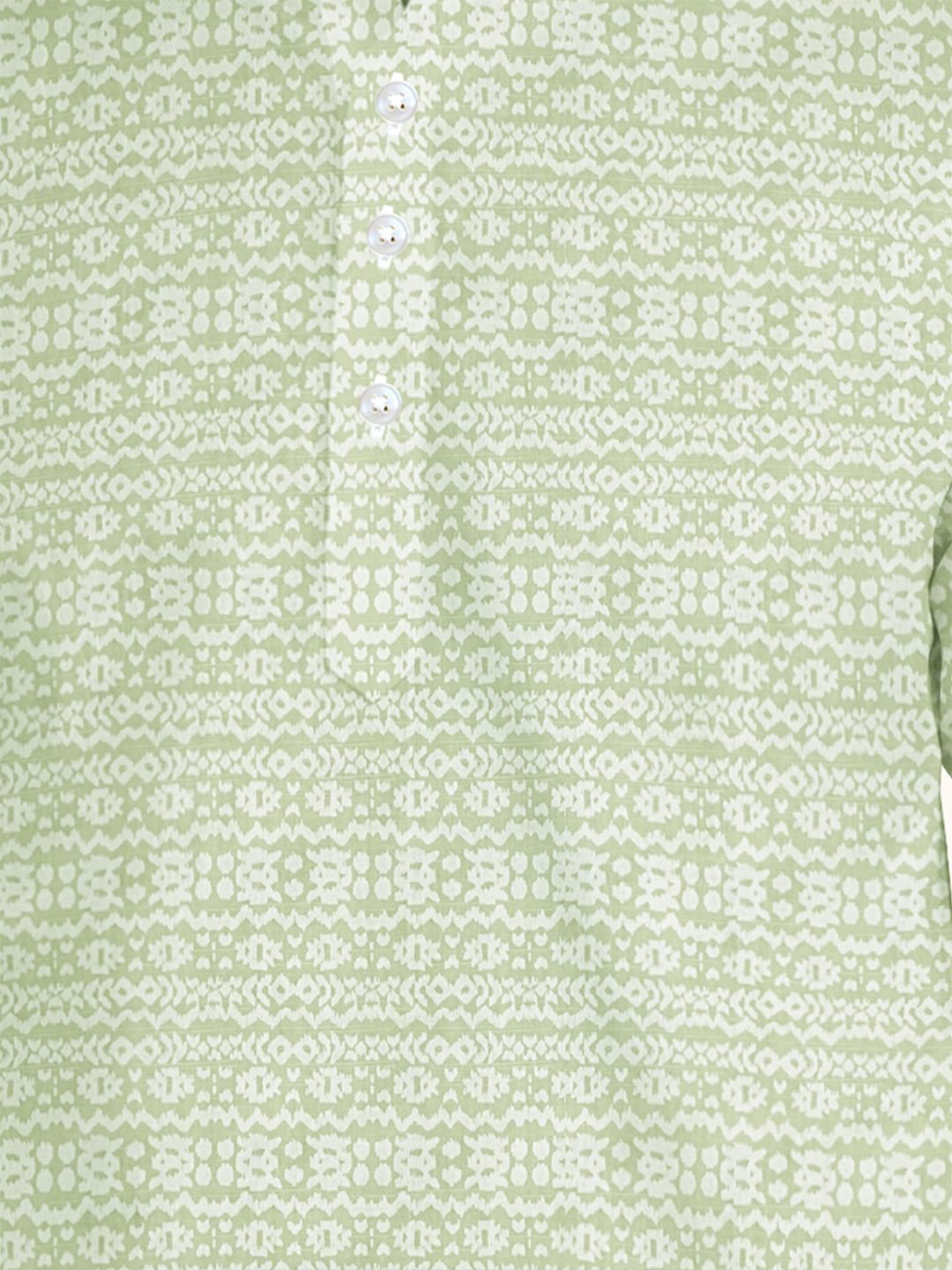 Ethnic Motifs Printed Band Collar Straight Pure Cotton Short Kurta