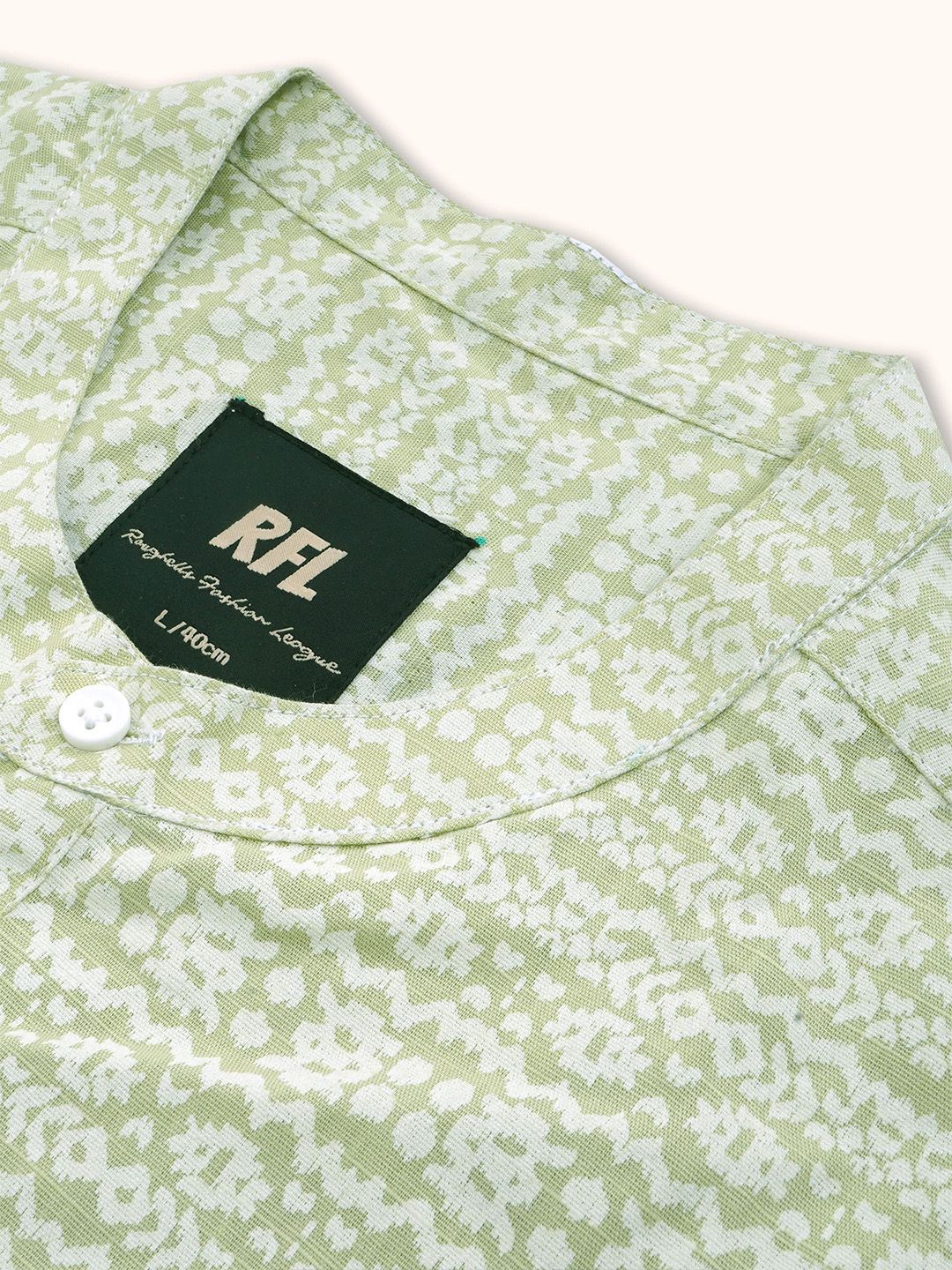 Ethnic Motifs Printed Band Collar Straight Pure Cotton Short Kurta