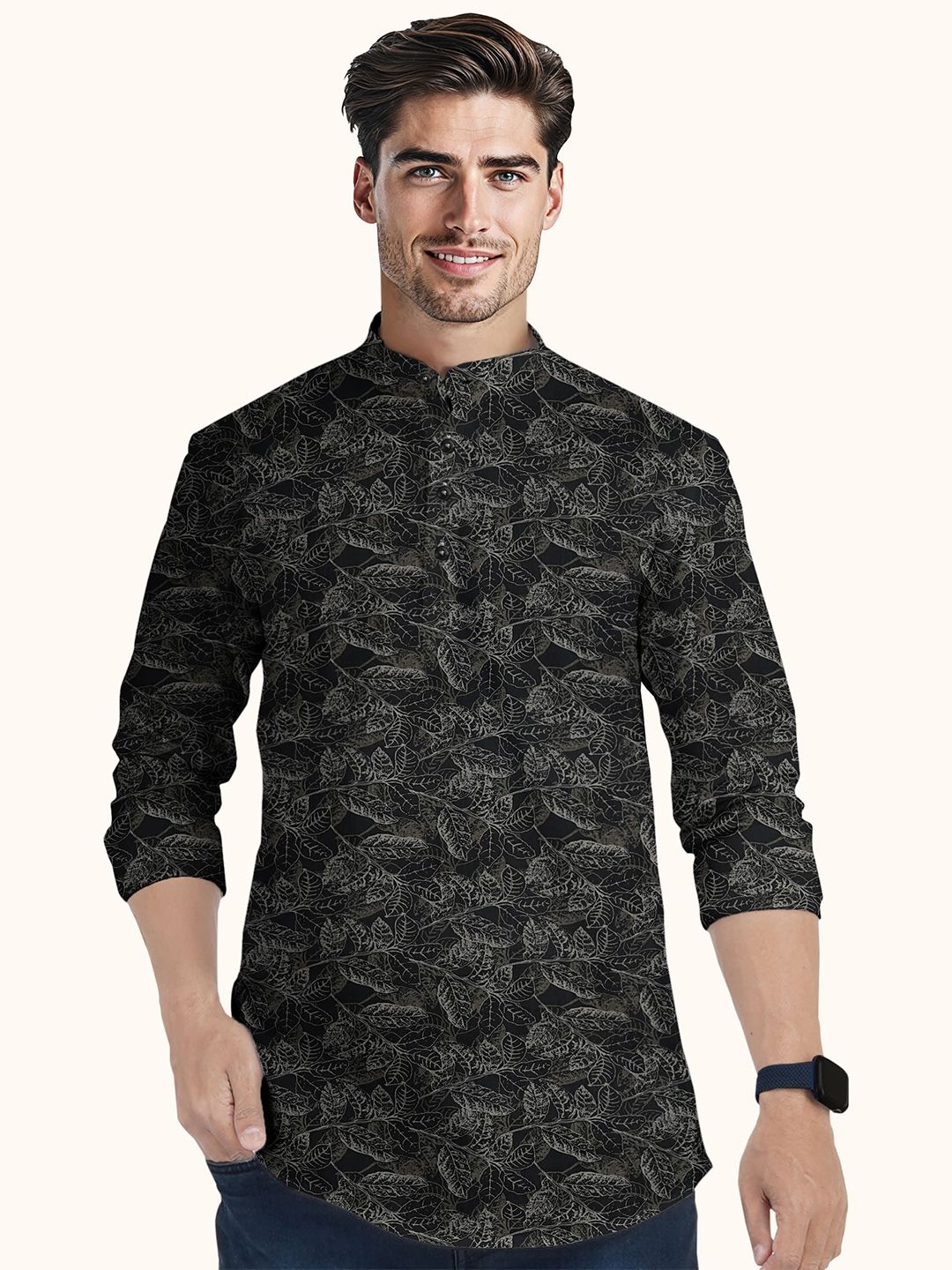 Men Geometric Printed Festive Cotton Pathani Kurtas