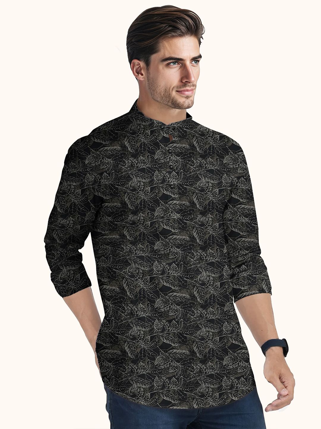 Men Geometric Printed Festive Cotton Pathani Kurtas