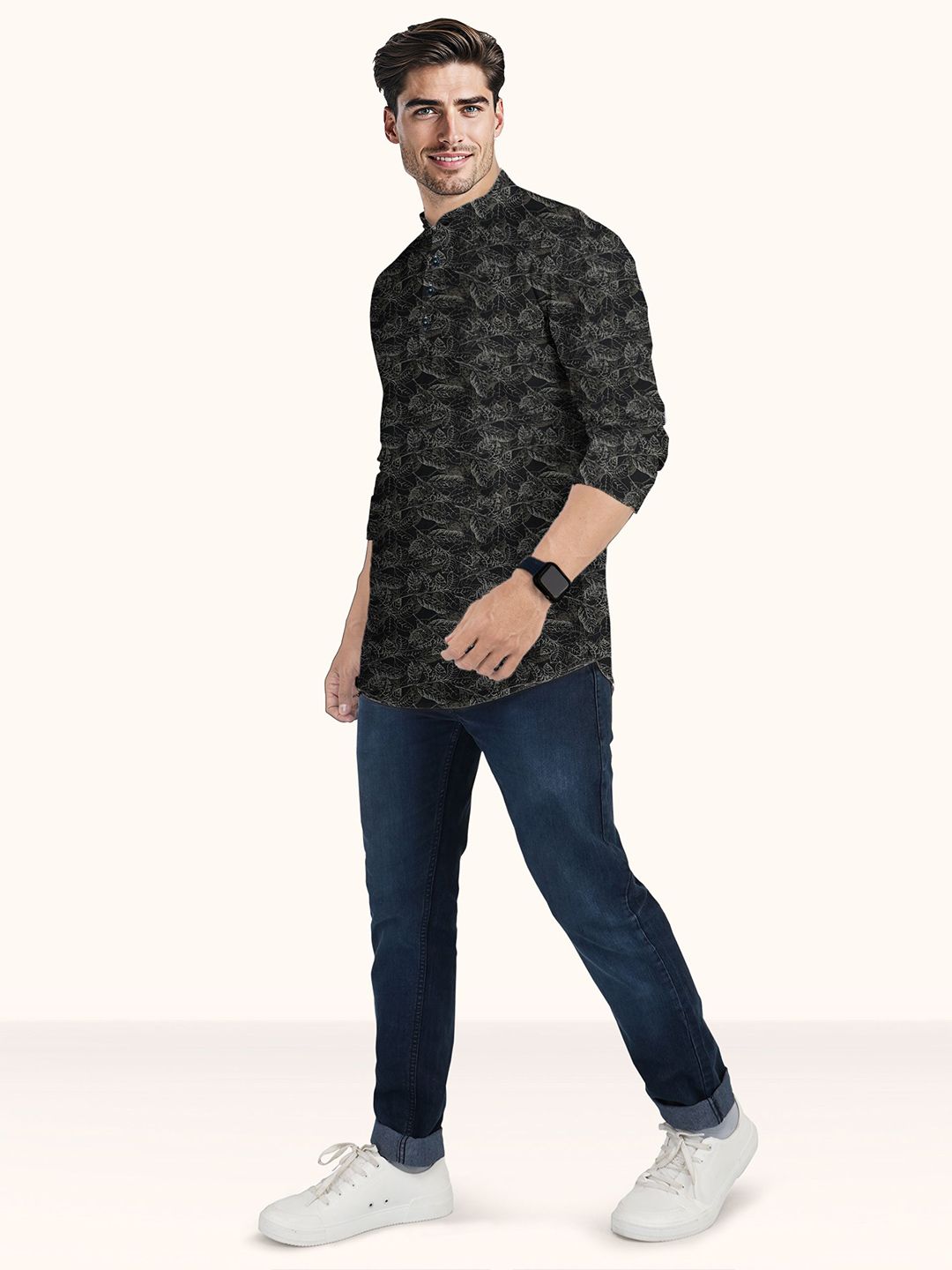 Men Geometric Printed Festive Cotton Pathani Kurtas